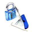 Blue Transparent Practice Padlock with Blue Folding Knife Lockpicking Tools (Combo 5-1)